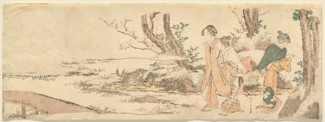 Trzy kobiety nad stawem autorstwa Katsushika Hokusai
