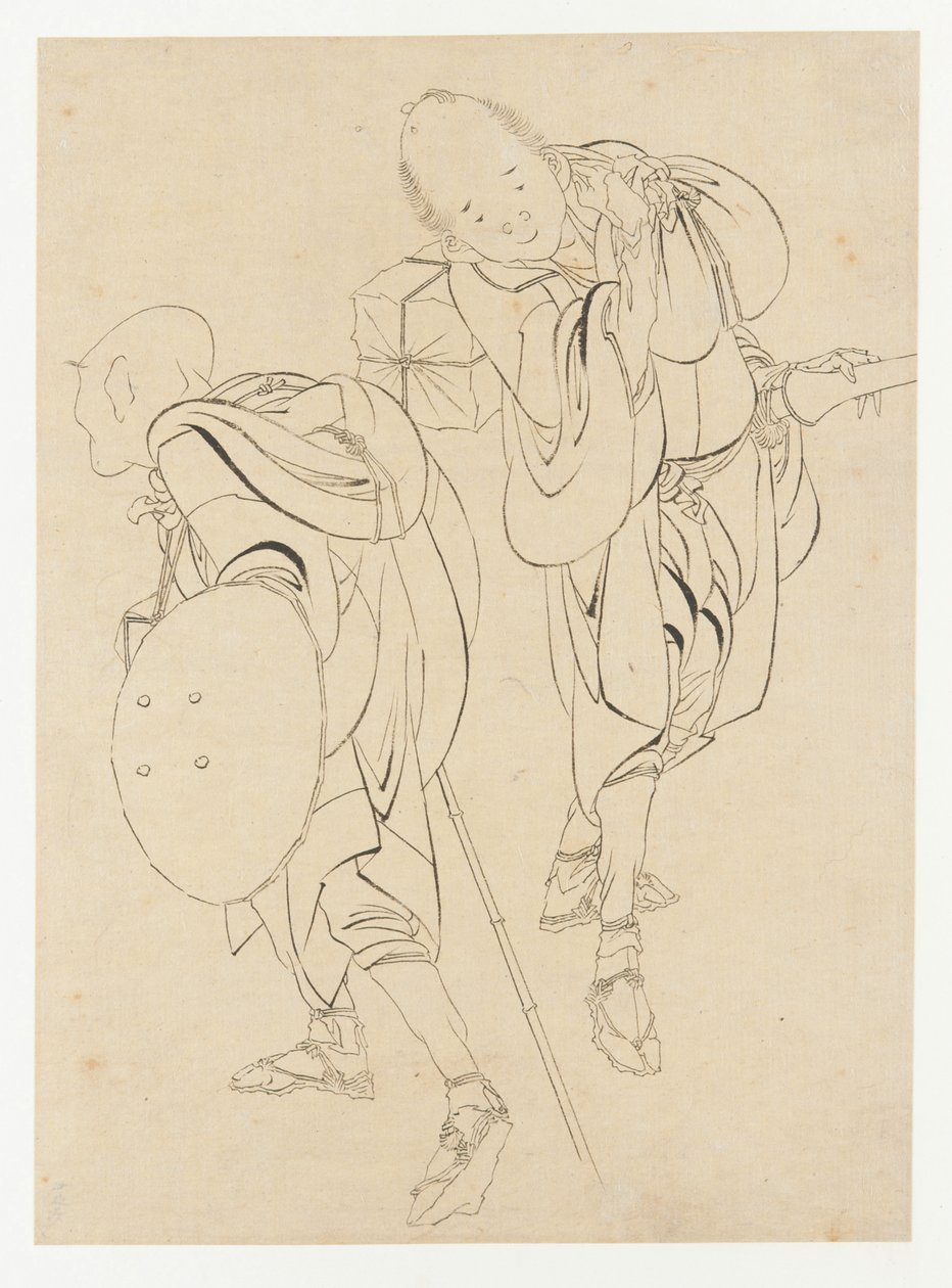 Podróżnicy, koniec XVIII-początek XIX wieku. autorstwa Katsushika Hokusai