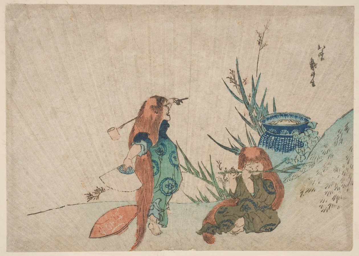 Dwa Shōjō autorstwa Katsushika Hokusai