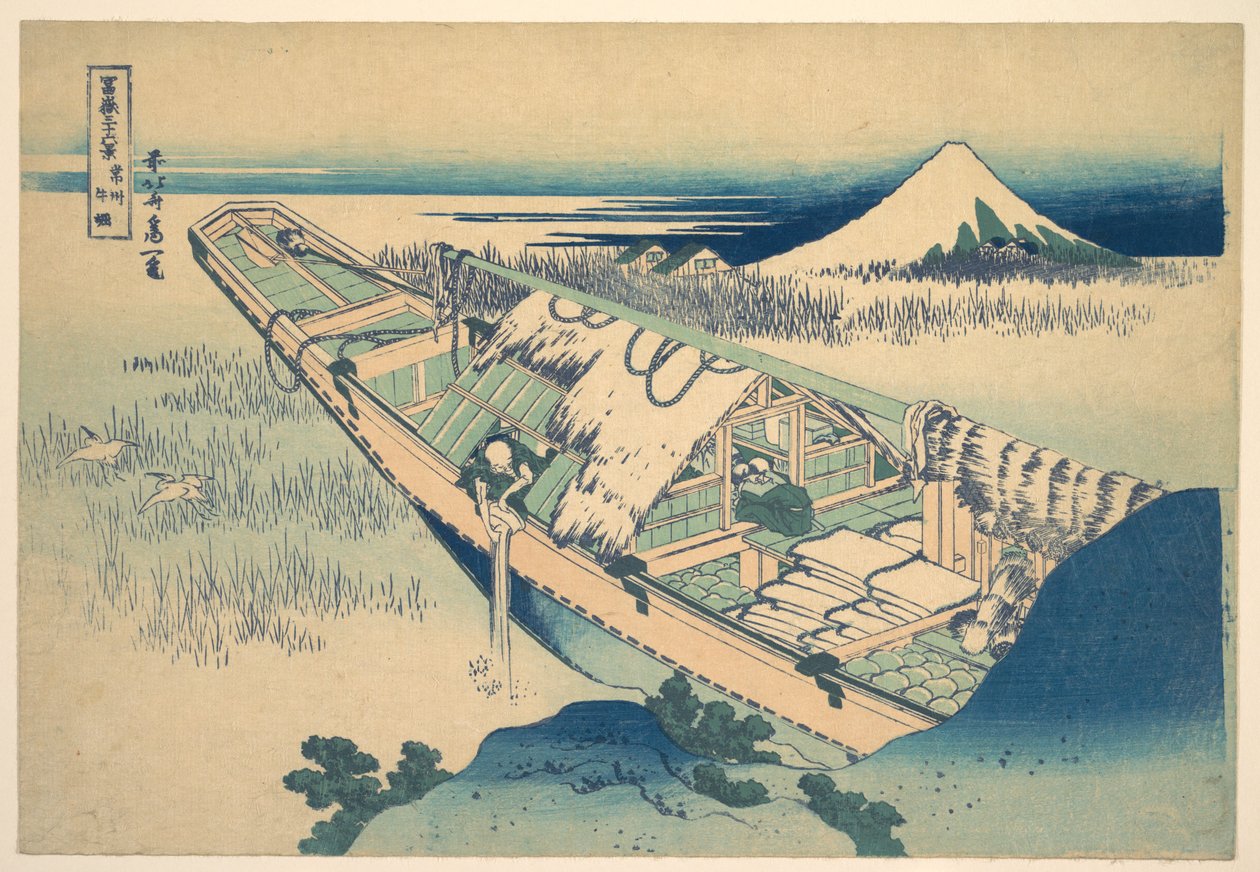 Ushibori w prowincji Hitachi (Jōshū Ushibori), z cyklu „Trzydzieści sześć widoków góry Fuji” (Fugaku sanjūrokkei) autorstwa Katsushika Hokusai