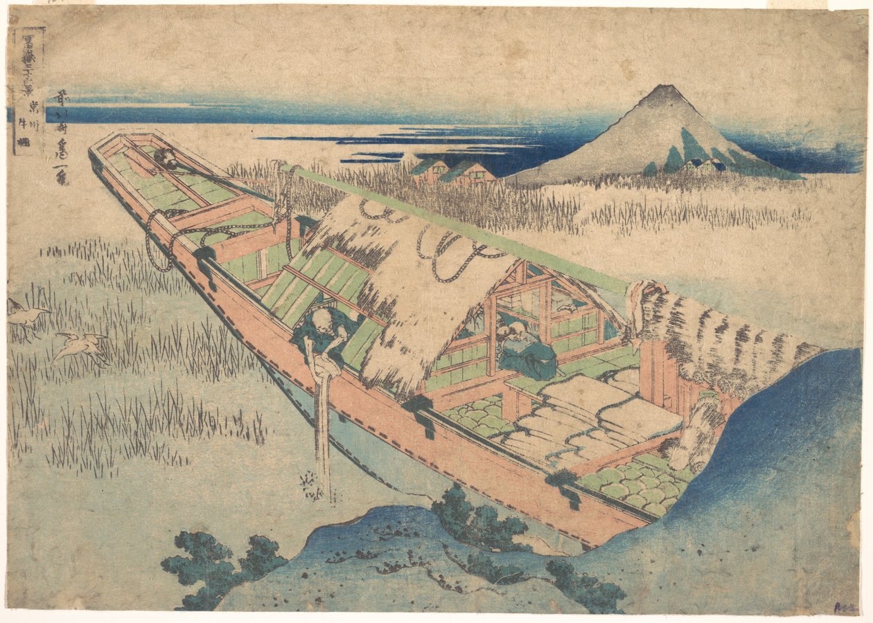 Ushibori w prowincji Hitachi (Jōshū Ushibori), z cyklu „Trzydzieści sześć widoków góry Fuji” (Fugaku sanjūrokkei) autorstwa Katsushika Hokusai