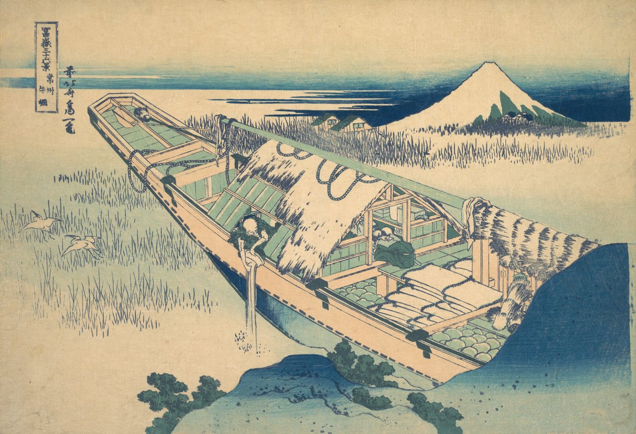 Ushibori w prowincji Hitachi Joshu Ushibori, z cyklu Trzydzieści sześć widoków…, ca. 1830-32. autorstwa Katsushika Hokusai