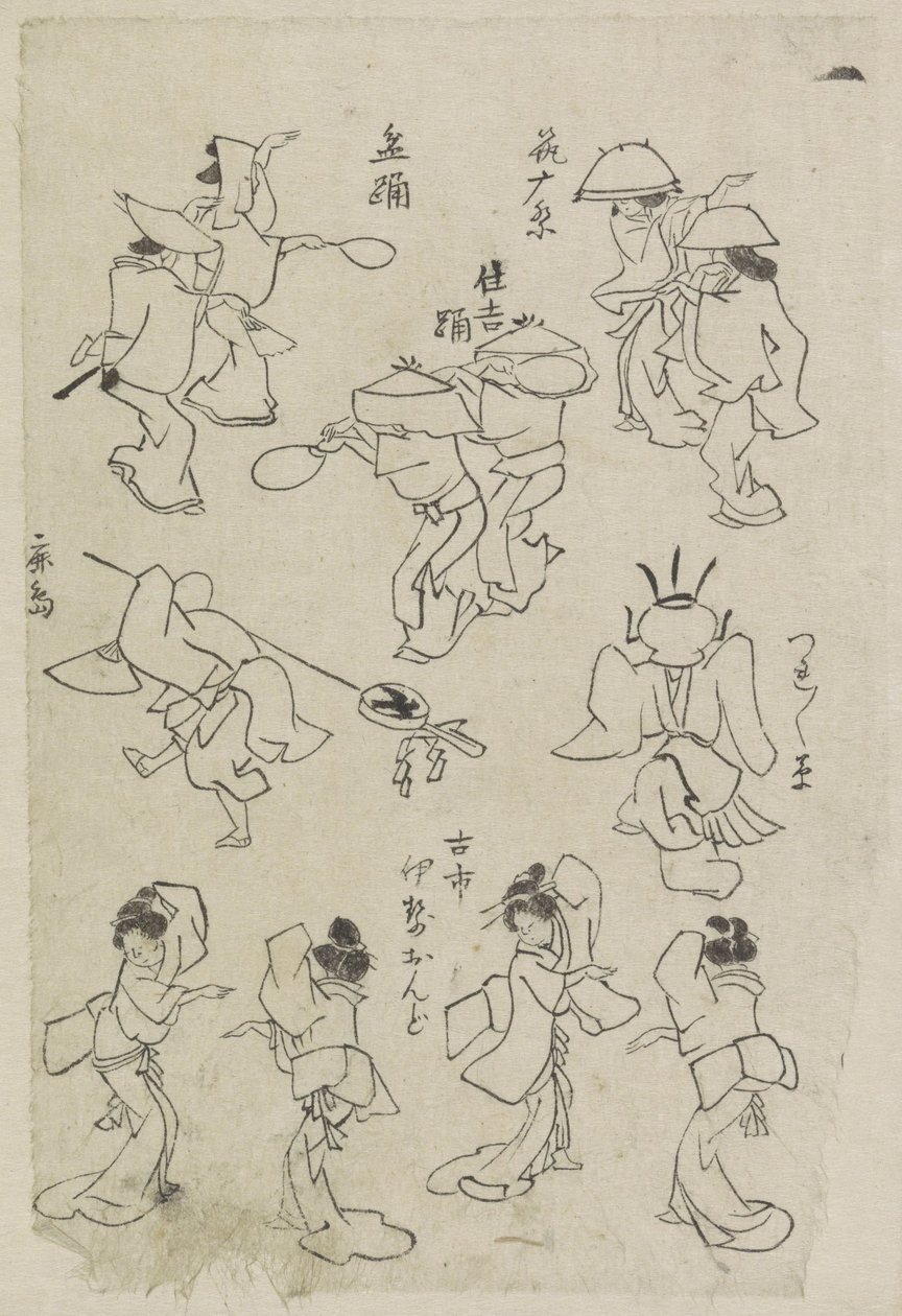 Różne figury taneczne autorstwa Katsushika Hokusai