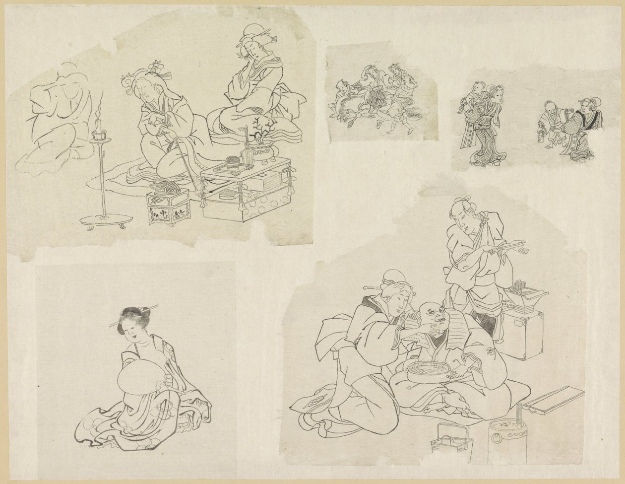 Pięć reprezentacji osób w różnych sytuacjach autorstwa Katsushika Hokusai