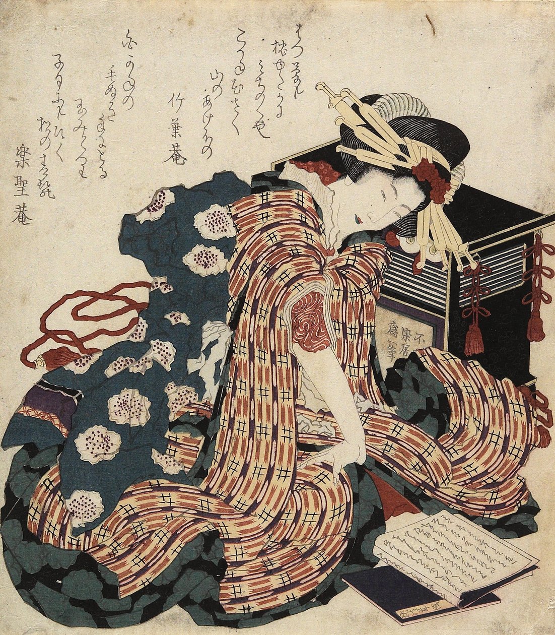 Kobieta czytająca książkę, 1822 autorstwa Katsushika Hokusai