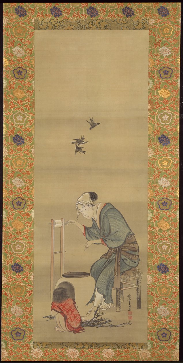 Kobieta przędąca jedwab autorstwa Katsushika Hokusai