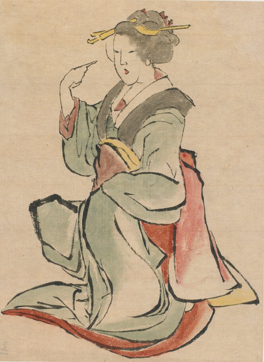 Kobieta skierowana w prawo, kusząca, koniec XVIII-początek XIX wieku. autorstwa Katsushika Hokusai