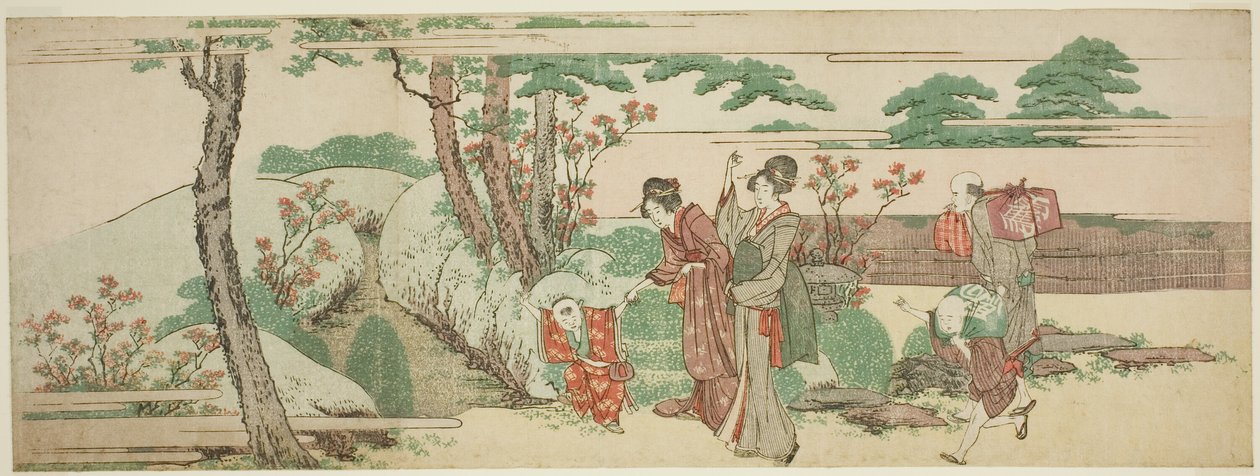 Kobiety i dzieci wychodzą na piknik autorstwa Katsushika Hokusai