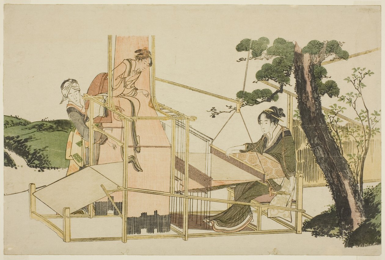 Kobiety tkające na krośnie autorstwa Katsushika Hokusai