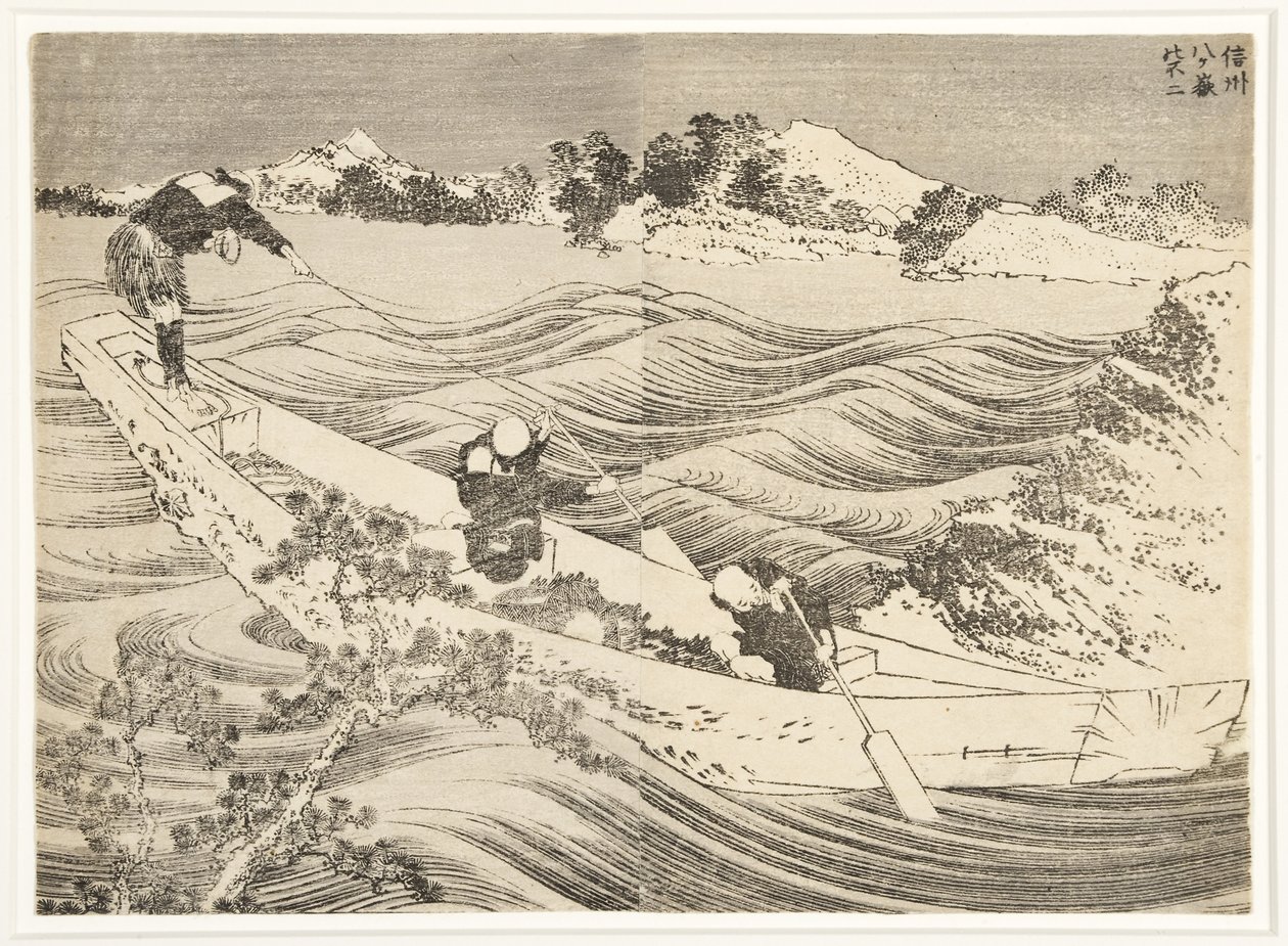 Yatsugatake w prowincji Shinano, 1834-35 (drzew) autorstwa Katsushika Hokusai