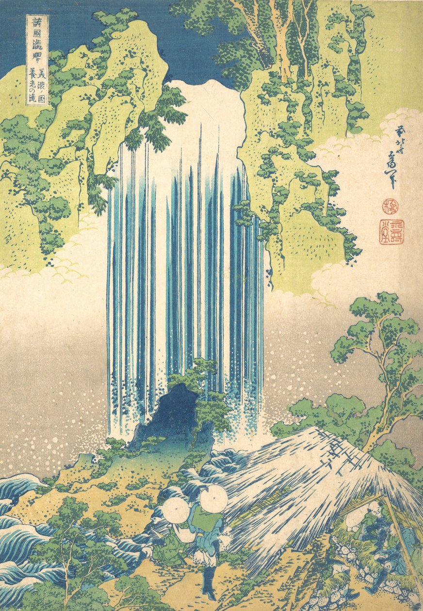 Wodospad Yoro w prowincji Mino Mino no Yoro no taki, z serii A Tour of Wate..., ca. 1832. autorstwa Katsushika Hokusai
