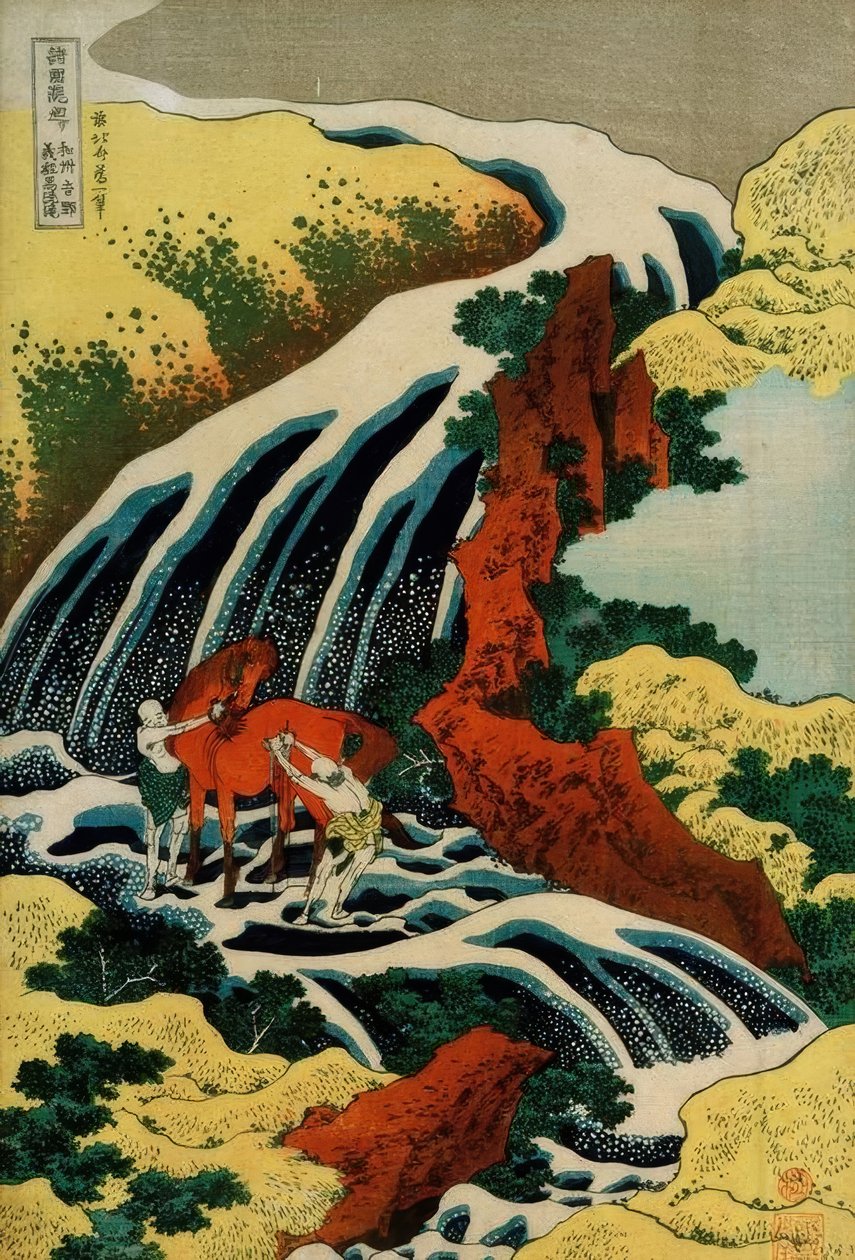 Wodospad Yoshino autorstwa Katsushika Hokusai