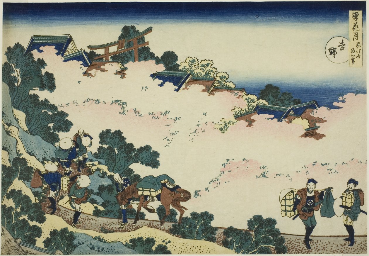 Yoshino, z serii „Śnieg, księżyc i kwiaty (Setsugekka)” autorstwa Katsushika Hokusai