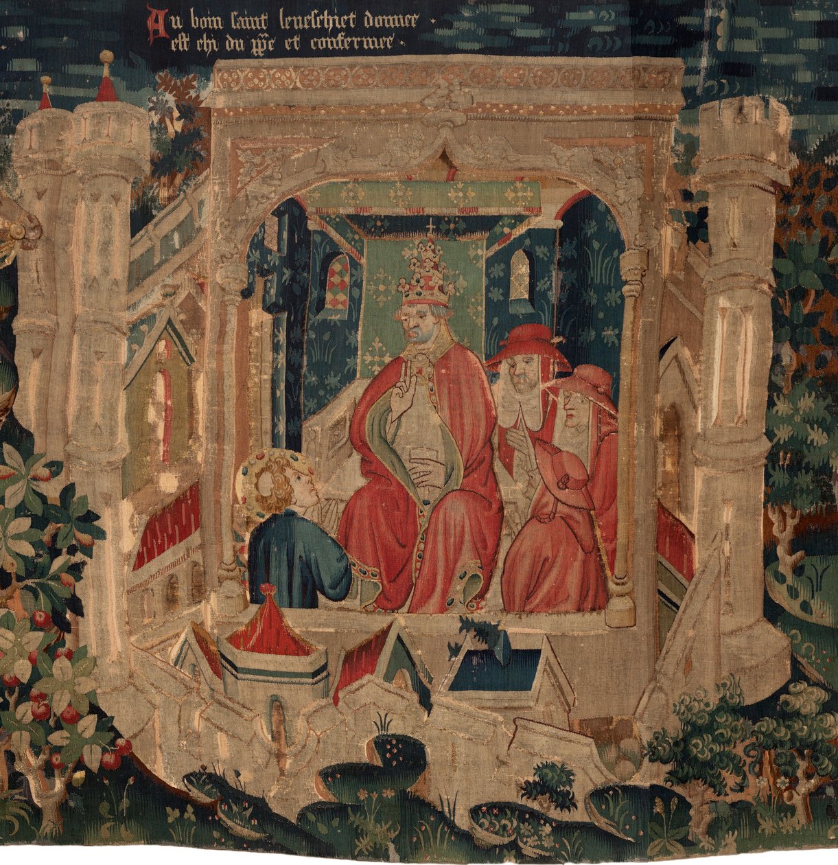 Historia św. Piata i św. Eleutery, zwana także gobelinem z Arras. Zamówienie u kanonika Toussaint Prier, kapelana księcia Burgundii, koniec XIV-początek XV w. (gobelin) autorstwa Alec Hunter