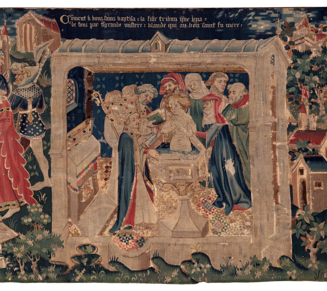 Historia św. Piata i św. Eleutery, zwana także gobelinem z Arras. Rozkaz u kanonika Toussaint Prier, kapelan księcia Burgundii, koniec XIV-początek XV wieku. 22m x 2m. Detal (gobelin) autorstwa Alec Hunter