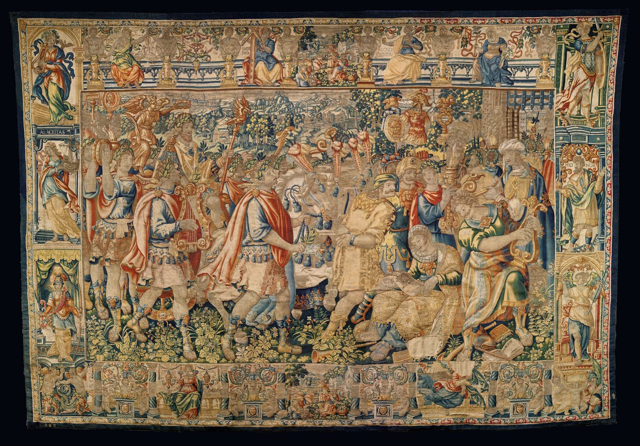 Muzeum Parafialne Gobelinów (Pastrana Parafialne Muzeum Gobelinów). Flamandzki gobelin. Karol Wielki, triumfalny wjazd do Karmanii (Aleksander Wielki, triumfalny wjazd do Karmanii). autorstwa Alec Hunter