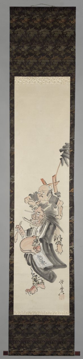 Demon to żebrak mnich Błagający diabelski mnich (oni no nembutsu) autorstwa Kawanabe Kyosai