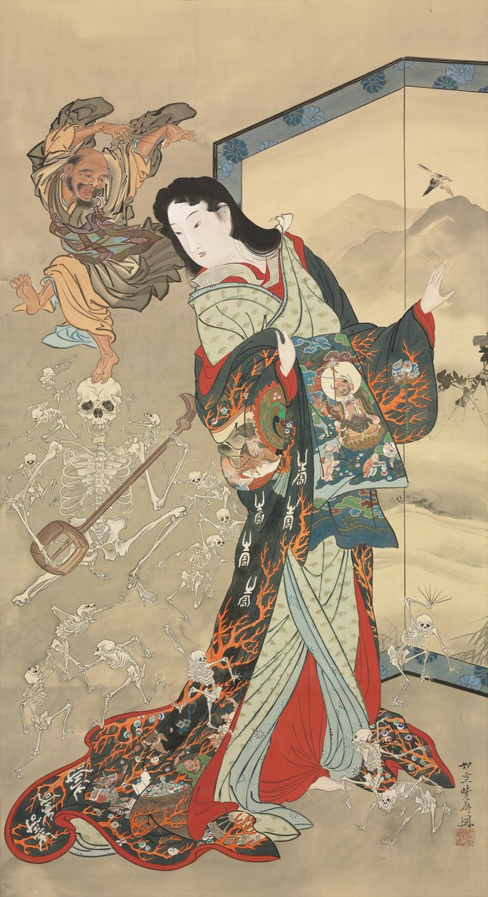 Piekielna gorąca woda autorstwa Kawanabe Kyosai