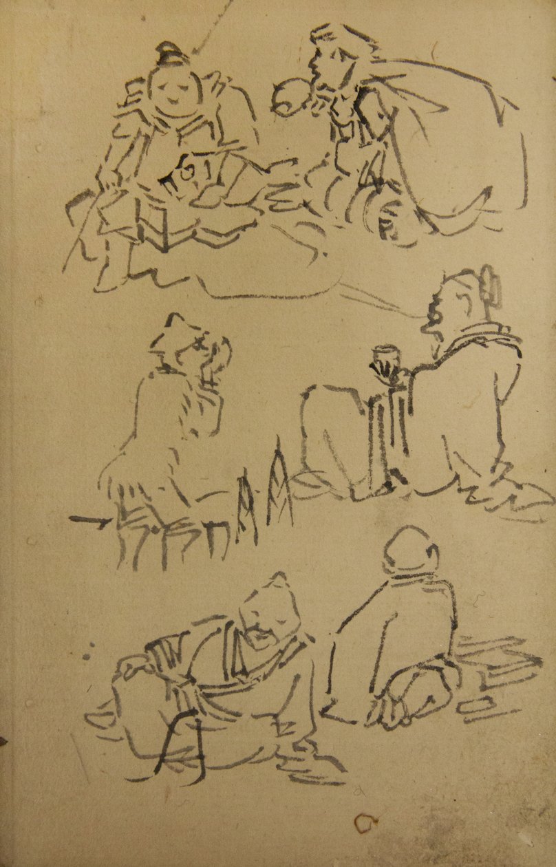 Szkice wschodnioazjatyckich postaci legendarnych, koniec XIX wieku. autorstwa Kawanabe Kyosai