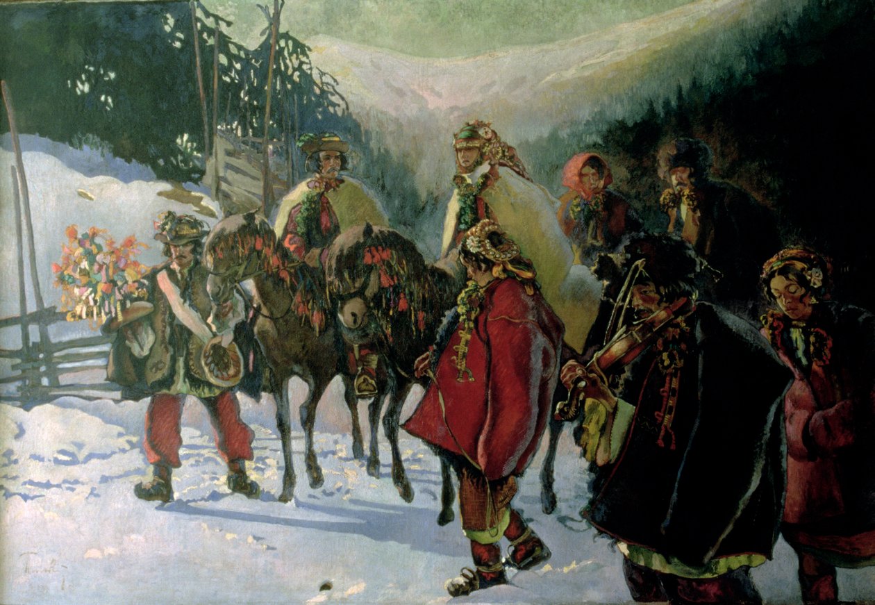 Ślub huculski, 1909 autorstwa Kazimierz Sichulski