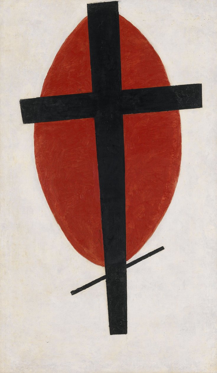 Mistyczny suprematyzm czarny krzyż na czerwonym owalu autorstwa Kazimir Severinovich Malevich