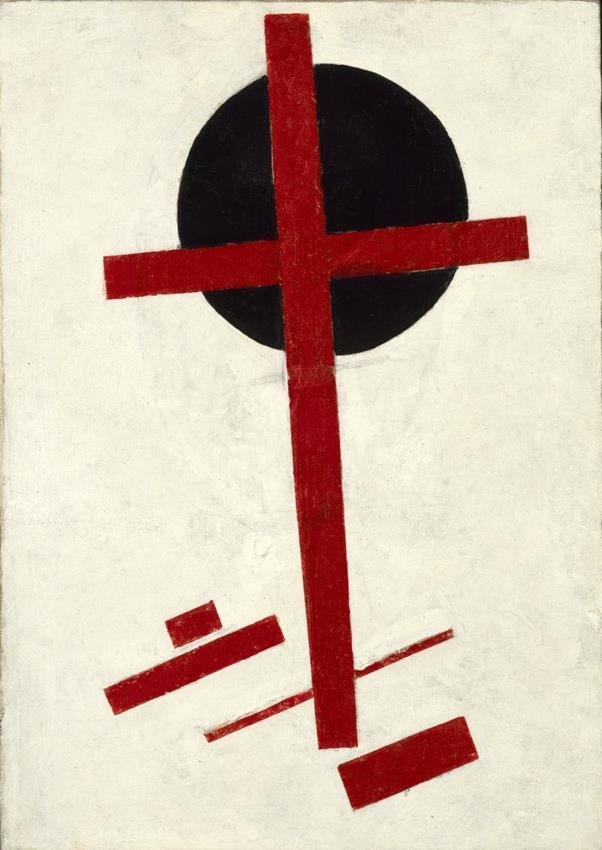 Czerwony krzyż na czarnym kółku autorstwa Kazimir Severinovich Malevich
