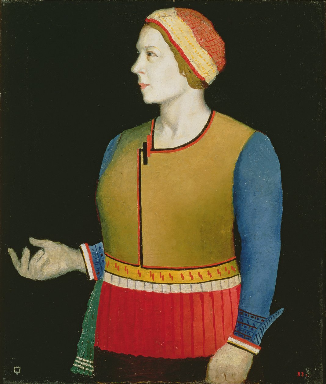 Portret Natalii Andreevny Malewicz (z domu Manchenka) (ur. 1902) żony artysty, 1933 autorstwa Kazimir Severinovich Malevich