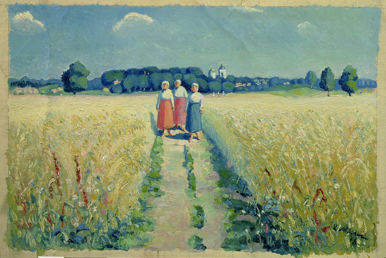 Trzy kobiety na drodze, 1900 autorstwa Kazimir Severinovich Malevich