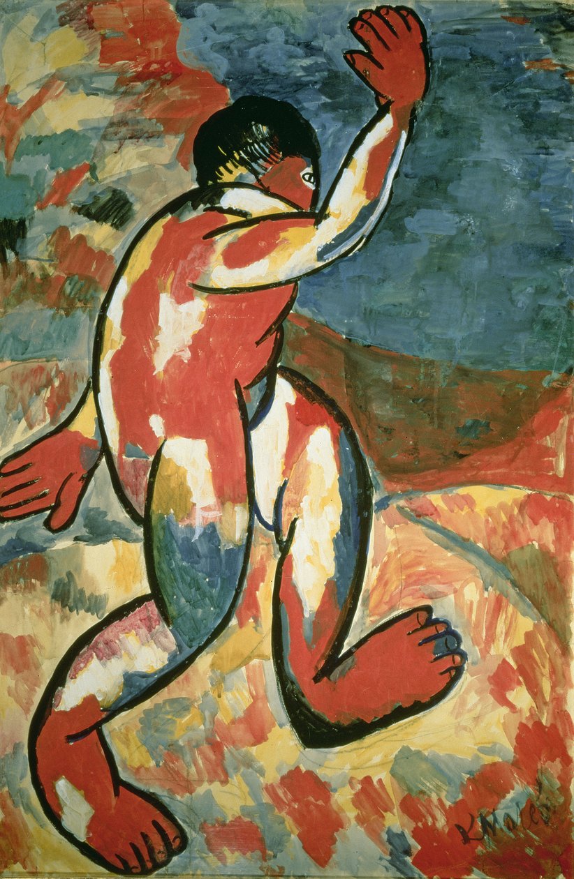 Kąpiący się, 1911 (gwasz na papierze) autorstwa Kazimir Severinovich Malevich