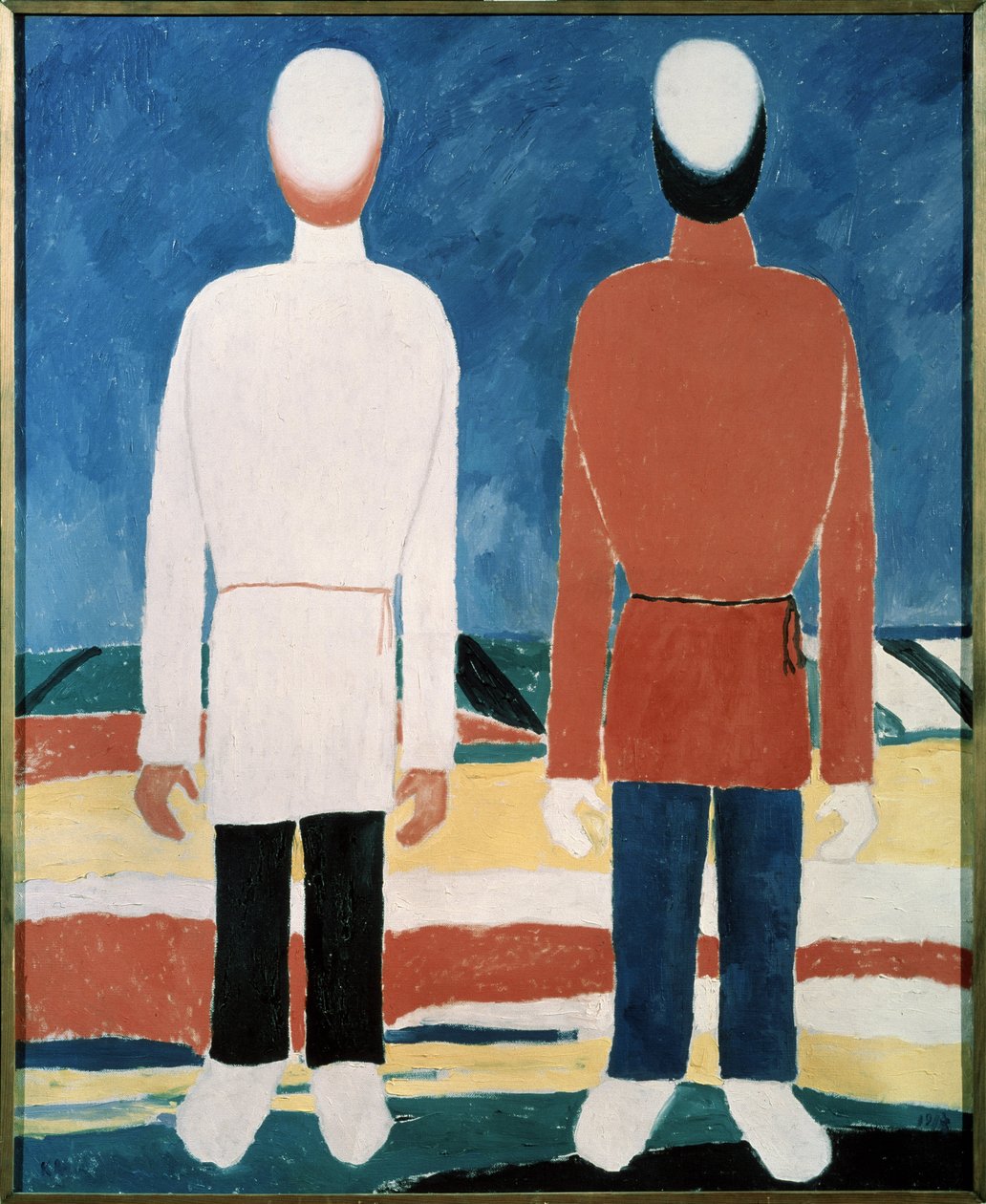 Dwie postacie męskie (Dwie postacie męskie). Obraz Kasimira Severinovicha Malewicza (Malevich, Malevic) (1878-1935), olej na płótnie autorstwa Kazimir Severinovich Malevich