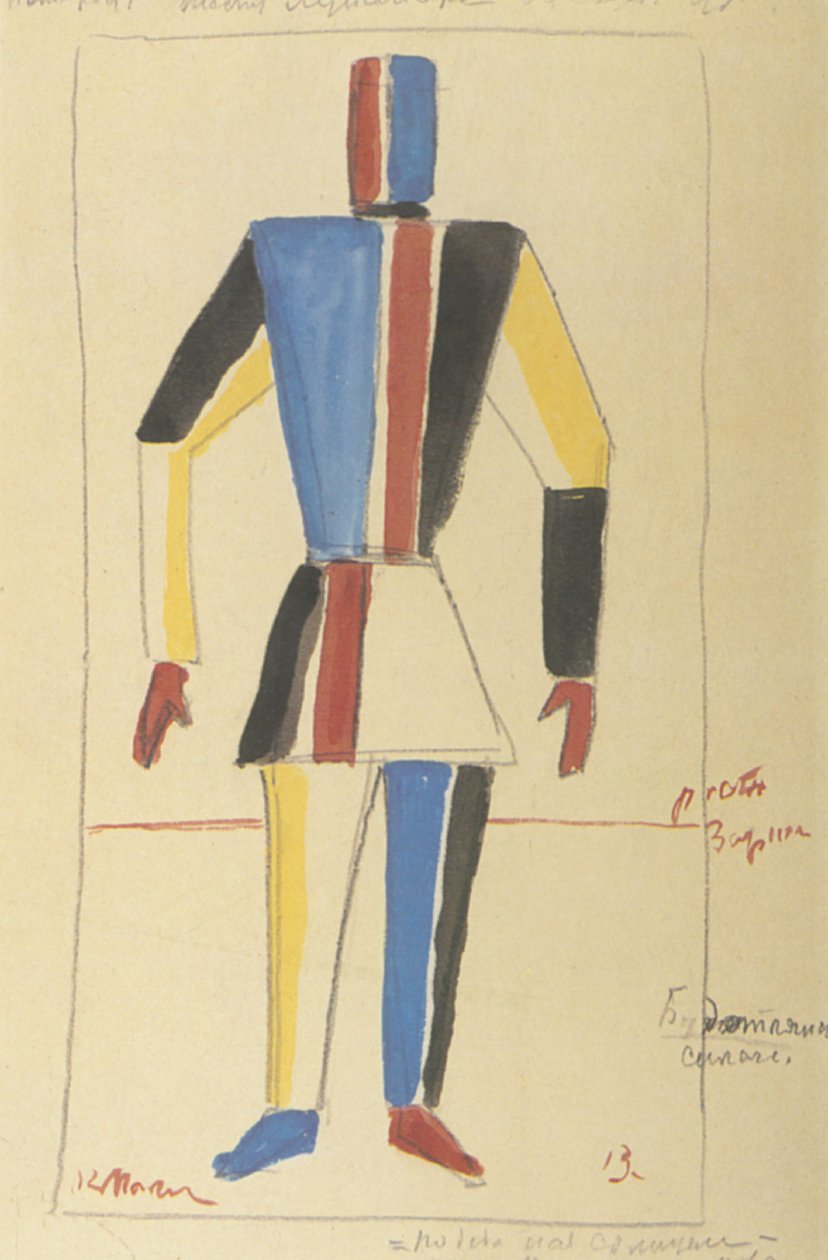 Futurystyczny siłacz. Projekt kostiumów do opery Zwycięstwo nad słońcem według A. Kruchenykh autorstwa Kazimir Severinovich Malevich