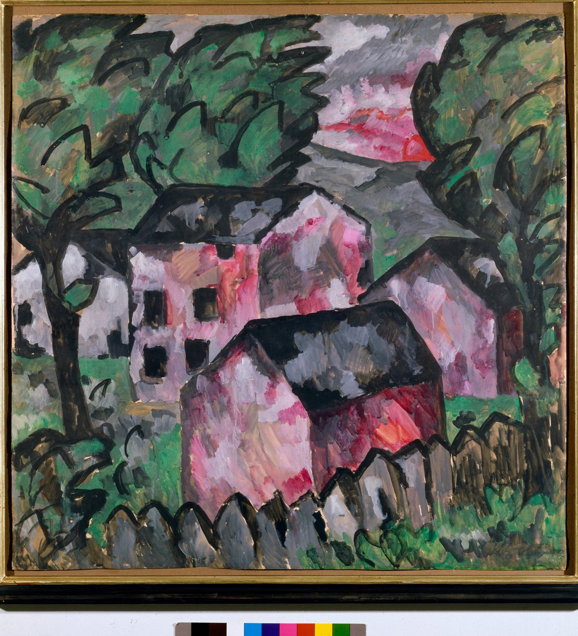 Pejzaż z czerwonymi domami Obraz Kazimierza Siewierinowicza Malewicza (Malewicz, Malewicz) (1878-1935) Słońce 107x106 cm 1910 Słońce Kunstmuseum Bale autorstwa Kazimir Severinovich Malevich