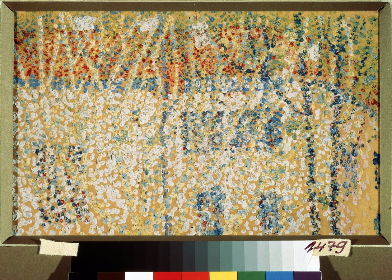 Krajobraz (Krajobraz). Praca Kazimierza Siewierinowicza Malewicza (Malevich, Malevic) (1878-1935), olej na tekturze autorstwa Kazimir Severinovich Malevich