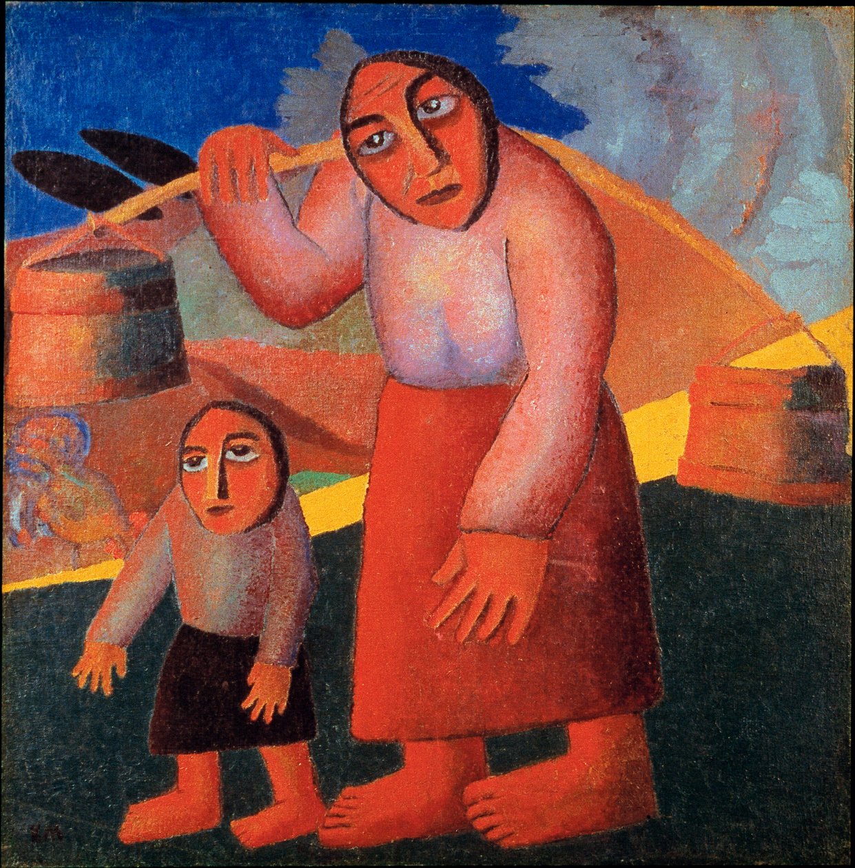 Chłop z wiadrami Obraz Kazimierza Malewicza (Malewicz, Malewicz) (1878-1935) 1911 nd. 173x73 cm Amsterdam, Muzeum Stedelijk autorstwa Kazimir Severinovich Malevich