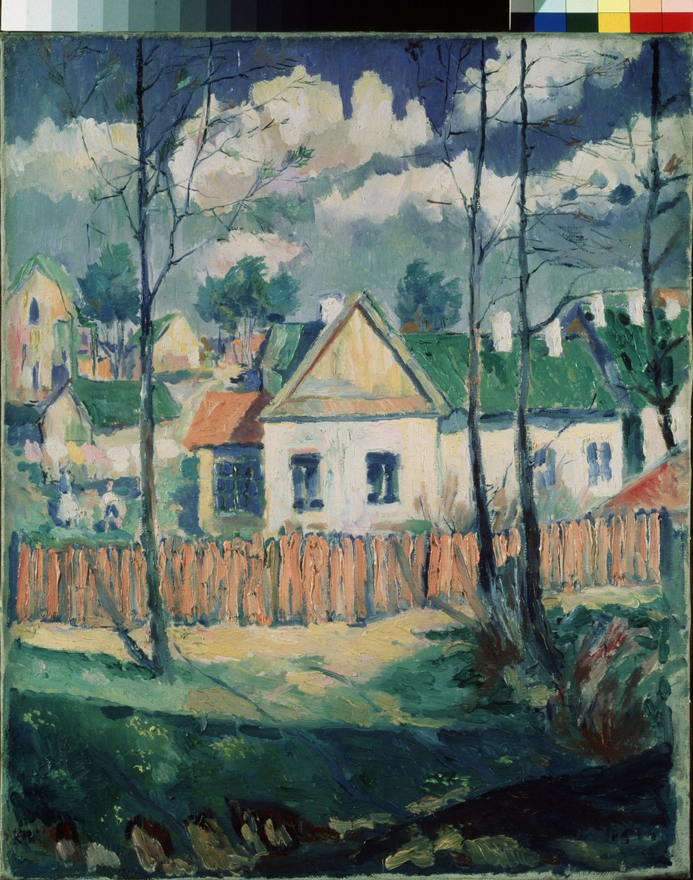 Wiosna. Krajobraz z małym domkiem. (Wiosna Krajobraz z małym domkiem). obraz Kazimierza Siewierinowicza Malewicza (Malevich, Malevic) (1878-1935), olej na płótnie autorstwa Kazimir Severinovich Malevich