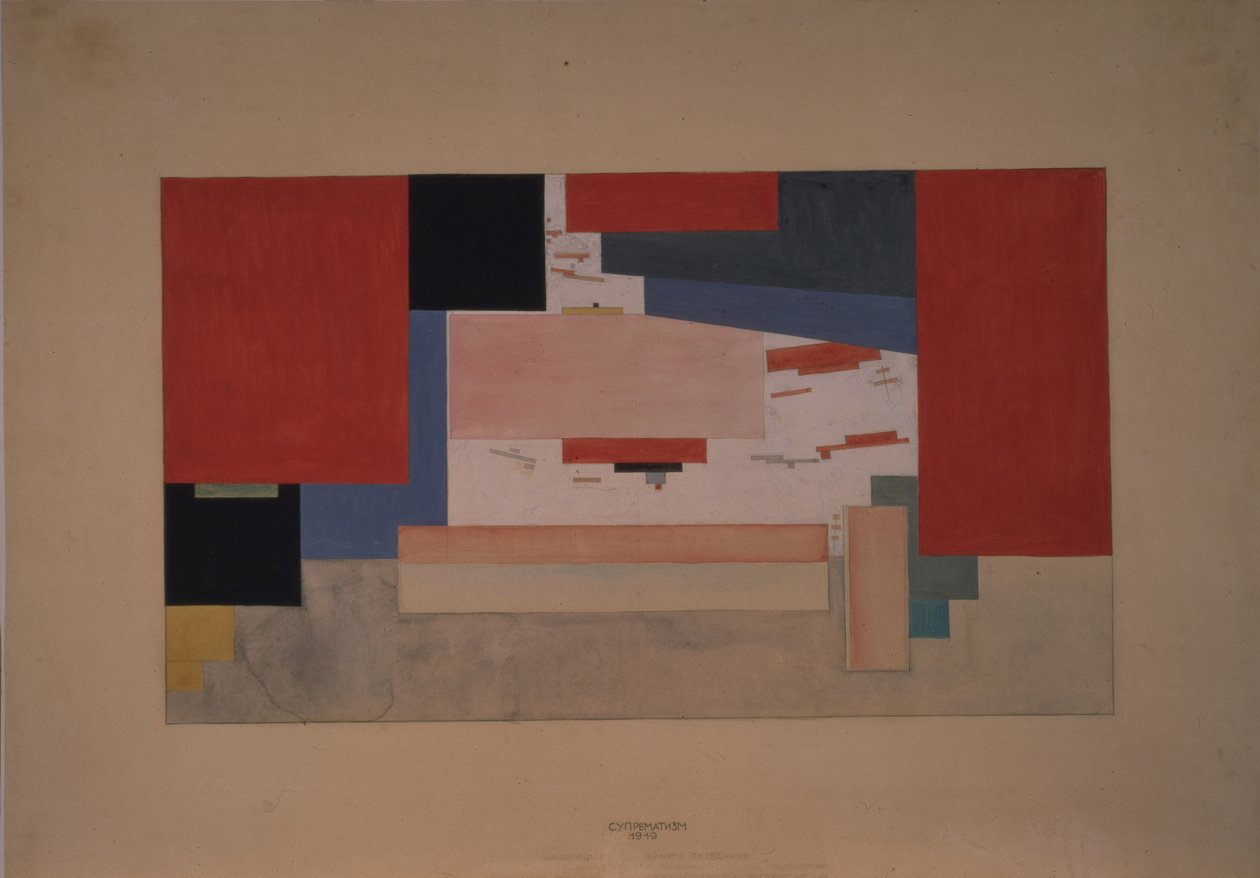 Suprematyzm. Szkic do teatralnej kurtyny autorstwa Kazimir Severinovich Malevich