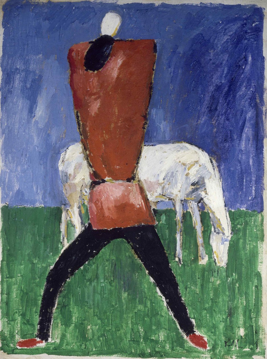 Człowiek i koń na białym koniu, 1930-1931. autorstwa Kazimir Severinovich Malevich