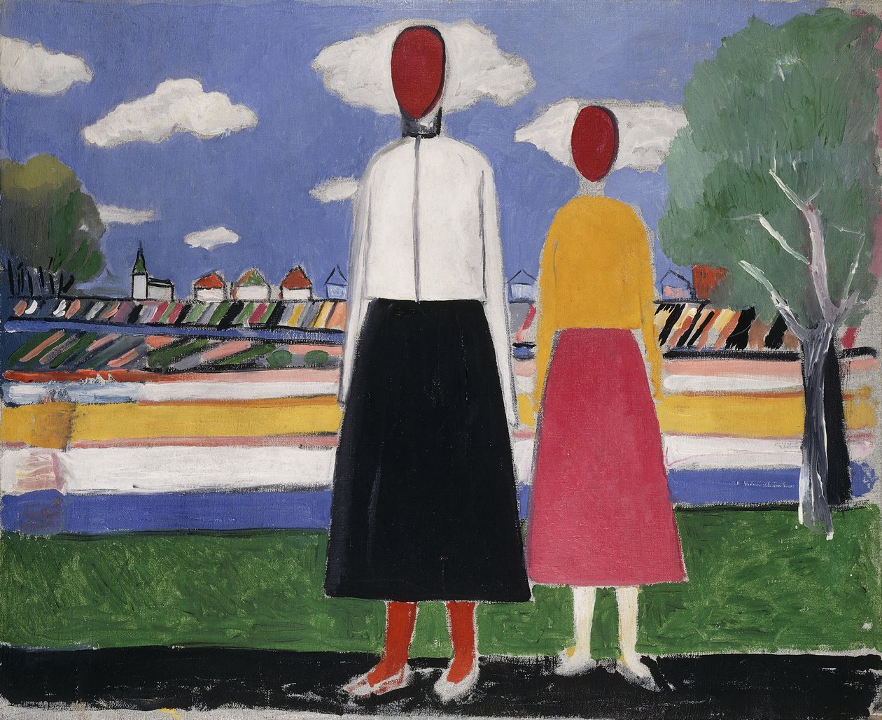 Dwie postacie w krajobrazie, ok. 1931-32 autorstwa Kazimir Severinovich Malevich