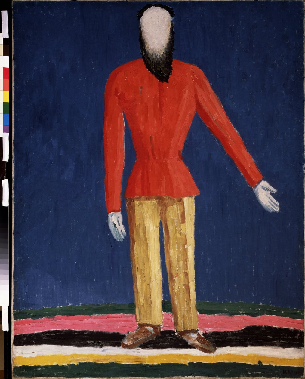 Chłop (Chłop). Przedstawienie brodatego mężczyzny w czerwonej koszuli). Obraz Kasimira Severinovicha Malewicza (Malevich, Malevic) (1878-1935), olej na płótnie autorstwa Kazimir Severinovich Malevich