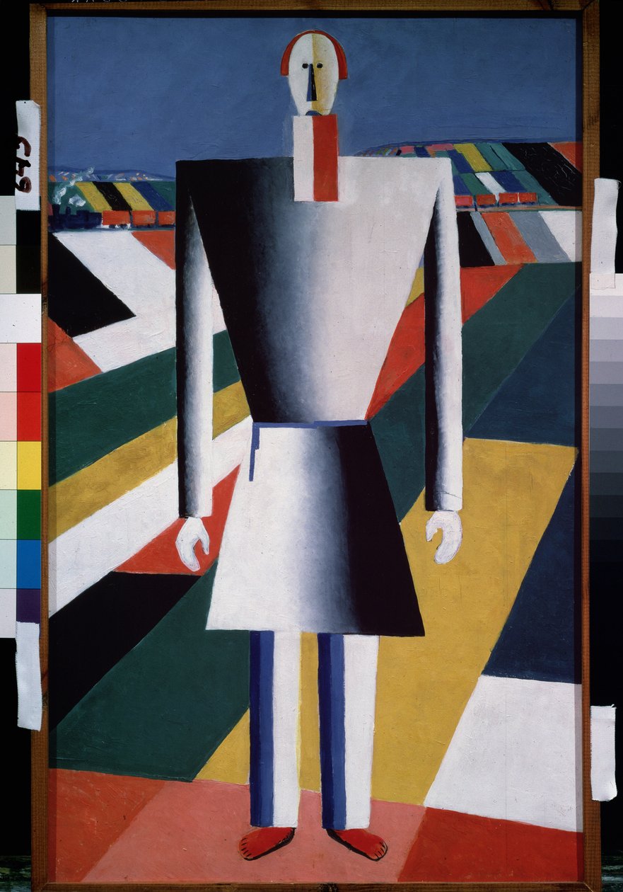 Chłop na polu (Chłop na polu). Obraz Kasimira Severinovicha Malewicza (Malevich, Malevic) (1878-1935), olej na drewnie autorstwa Kazimir Severinovich Malevich