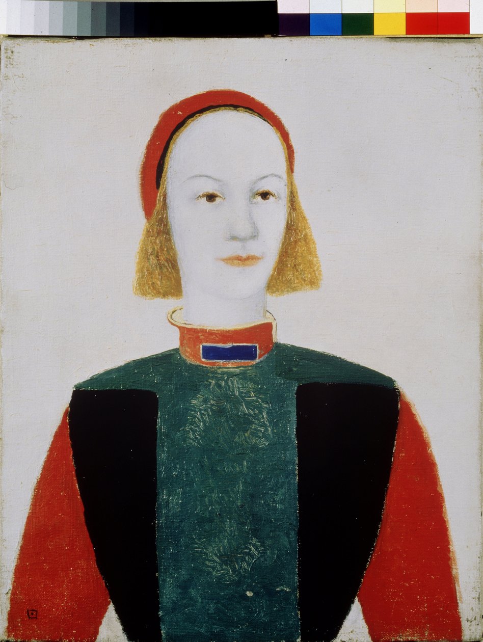 Młoda dziewczyna (Dziewczyna). Obraz Kazimierza Siewierinowicza Malewicza (Malevich, Malevic) (1878-1935), olej na płótnie 1932. Sztuka rosyjska, awangarda, XX wiek, suprematyzm. Państwowe Muzeum Rosyjskie, Sankt Petersburg autorstwa Kazimir Severinovich Malevich