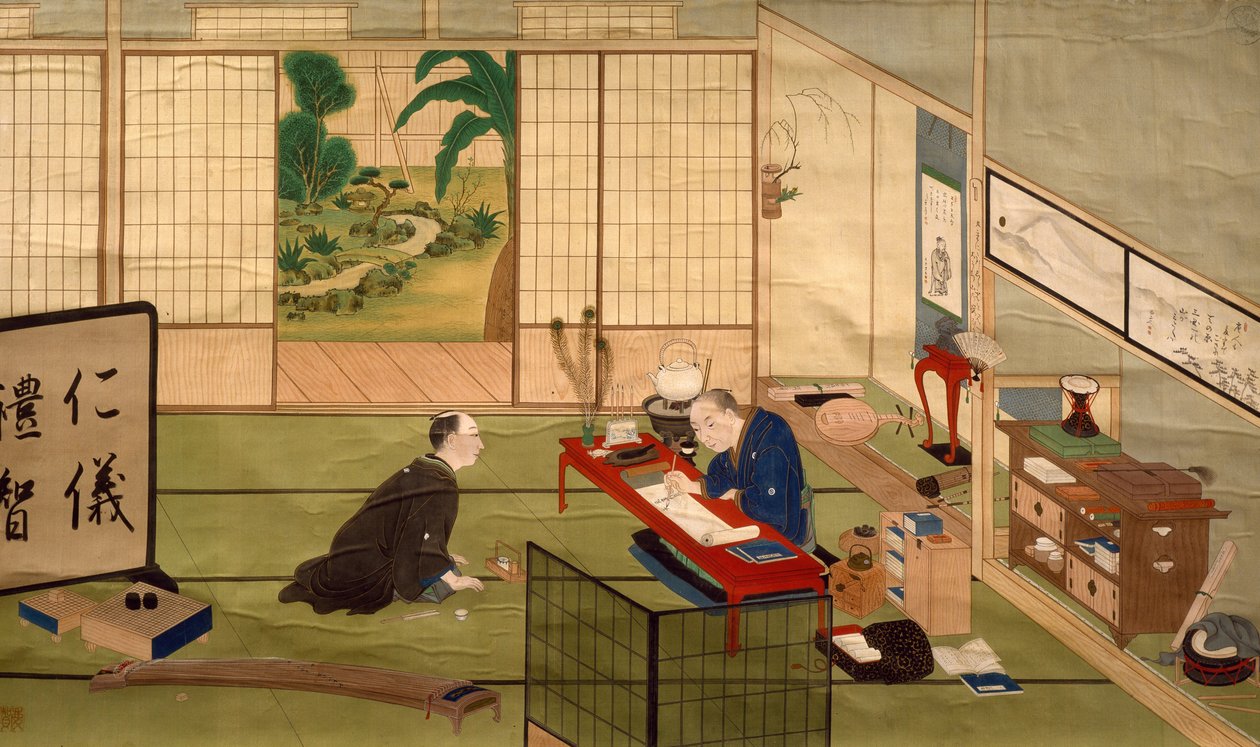 Studium kaligrafa, autorstwa Kawahara Keiga (1786-ok. 1860), akwarela, Japonia, cywilizacja japońska, pocz. XIX w. autorstwa Keiga Kawahara