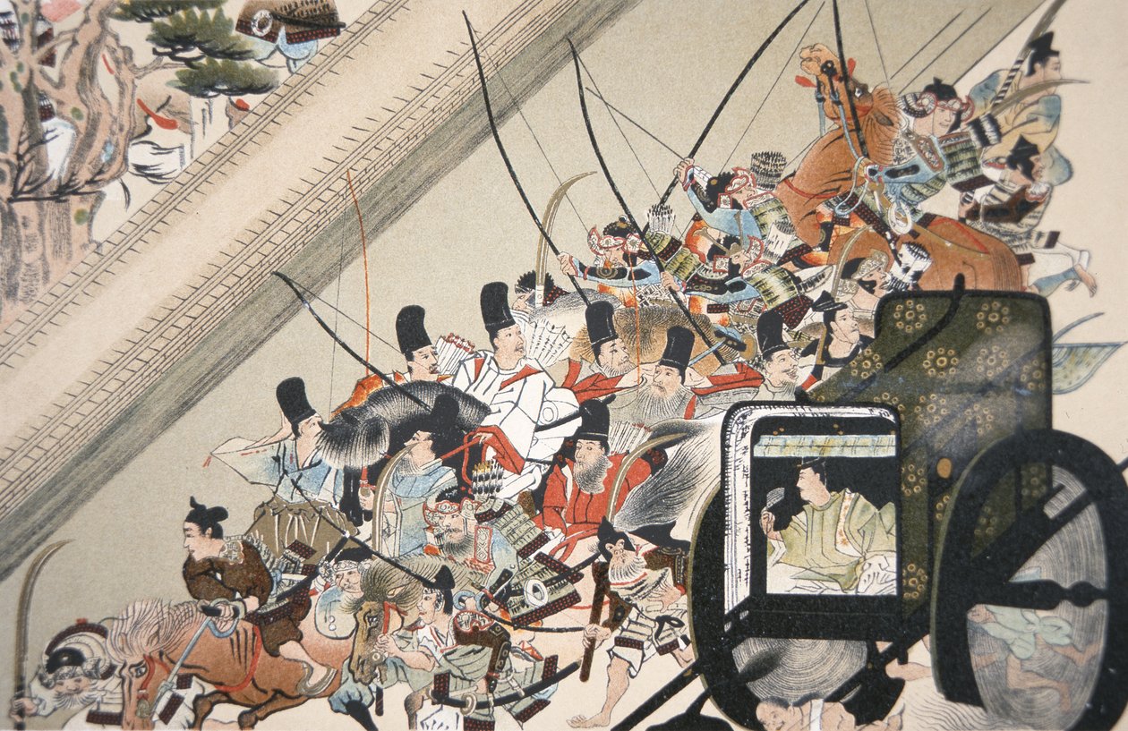Porwanie klauzurowego cesarza Go Shirakawy przez Fujiwara Nobuyori w 1159, c.1200 autorstwa Keion Keion