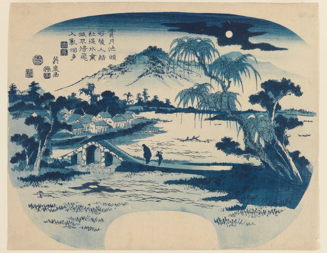 Widok Shogetsu Pond, 1829 (kolorowy drzeworyt) autorstwa Keisai Eisen