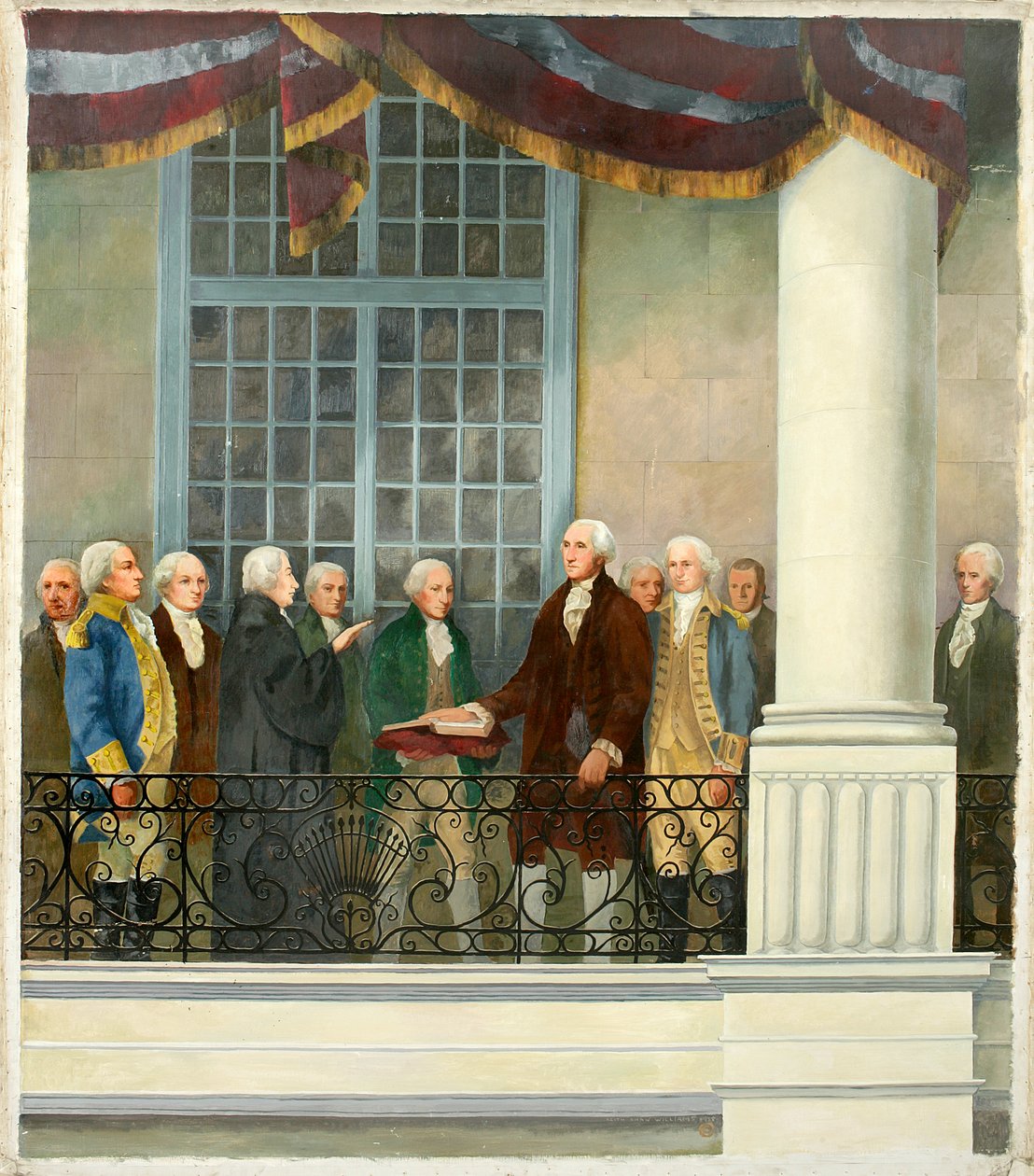 Inauguracja Jerzego Waszyngtona w Federal Hall w Nowym Jorku autorstwa Keith Shaw Williams