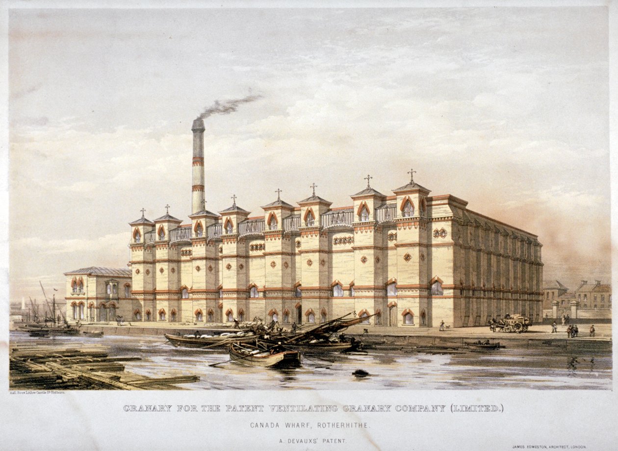 Spichlerz na Canada Wharf, Rotherhithe, Londyn, c1860 autorstwa Kell Brothers