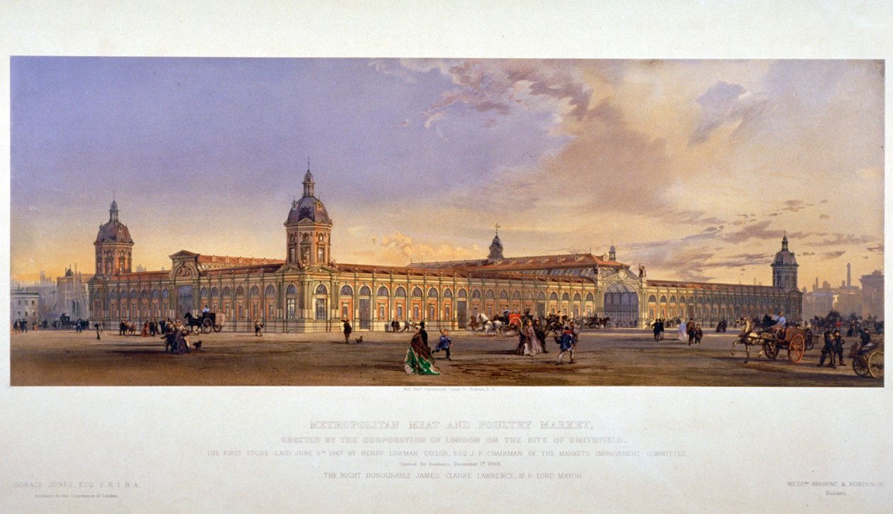 Rynek Smithfield, City of London, 1868. autorstwa Kell Brothers