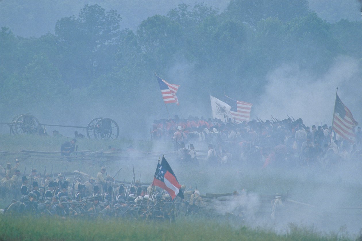 Inscenizacja bitwy pod Manassas, wojna secesyjna, 2004 r. (zdjęcie) autorstwa Kenneth Garrett