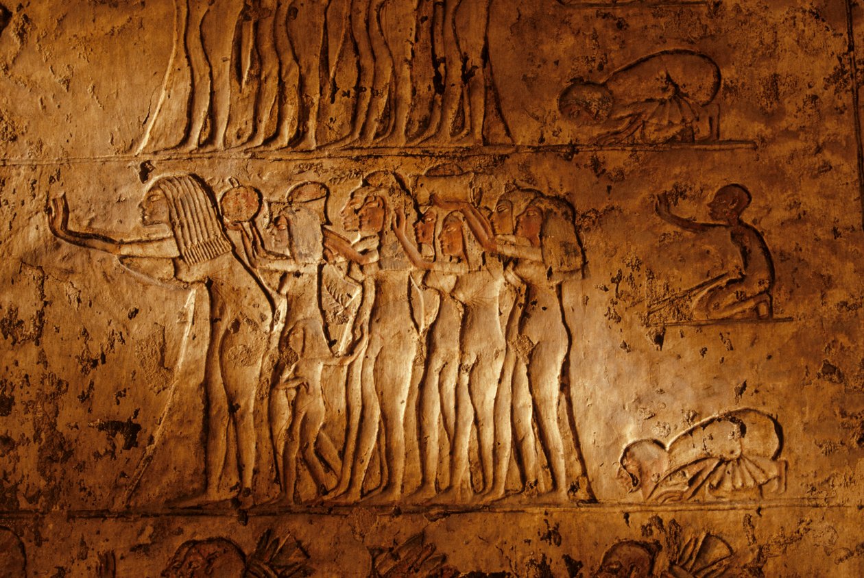 Relief z grobowca Meryre (Merera), Najwyższego Kapłana Aten w Akhetaten" i "Fanbe..., 2001 (zdjęcie) autorstwa Kenneth Garrett