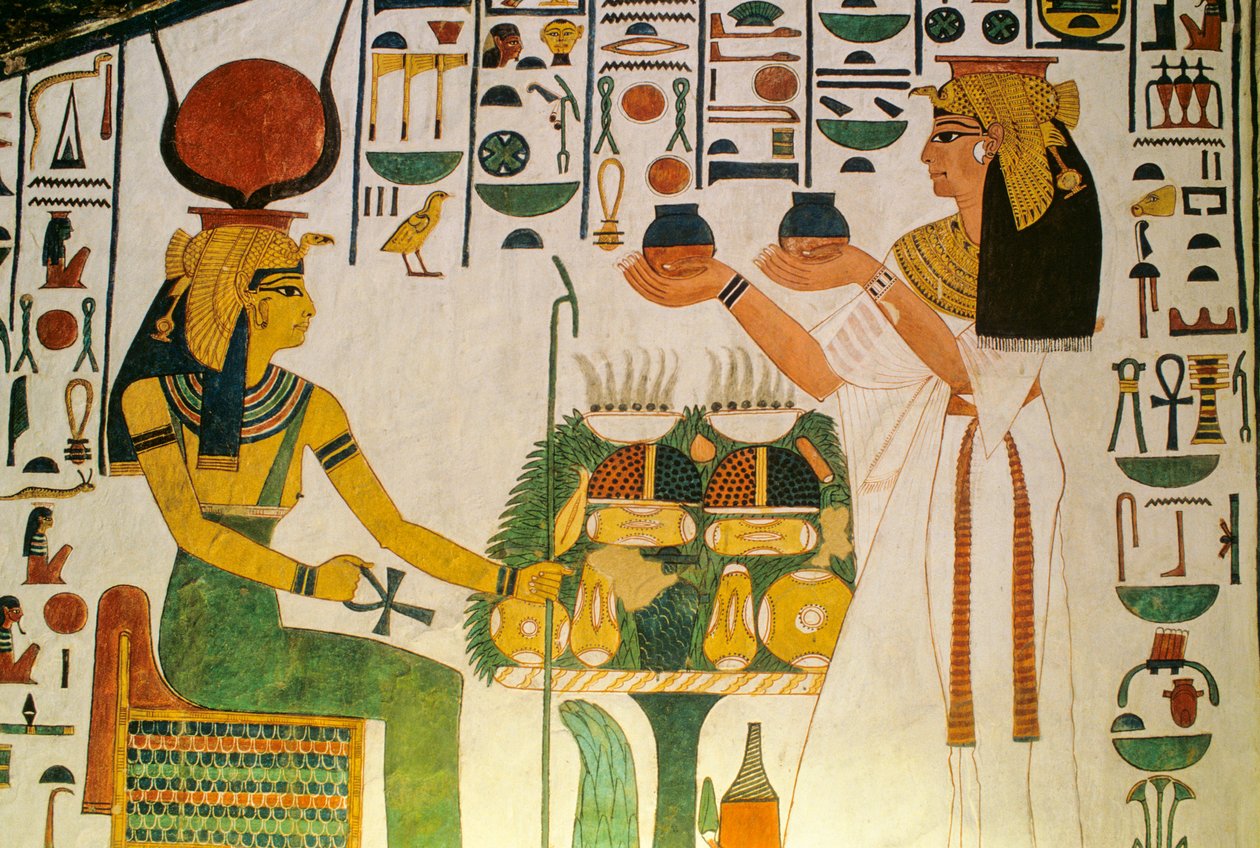 Grobowiec Nefertari; Nefertari oferuje wino grupie dietetyków; Egipt, Dolina... autorstwa Kenneth Garrett